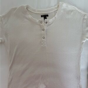white Ribbed Henley Top